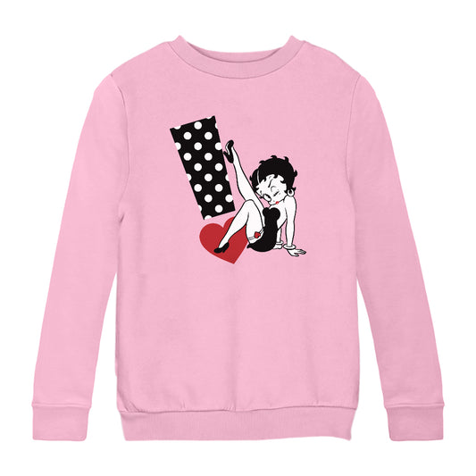 Betty Boop Polka Dot Exclamation Heart Kids Sweatshirt