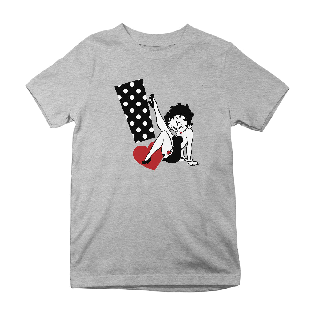 Betty Boop Polka Dot Exclamation Heart Kids T-Shirt
