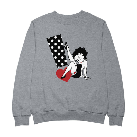 Betty Boop Polka Dot Exclamation Heart Men's Sweatshirt