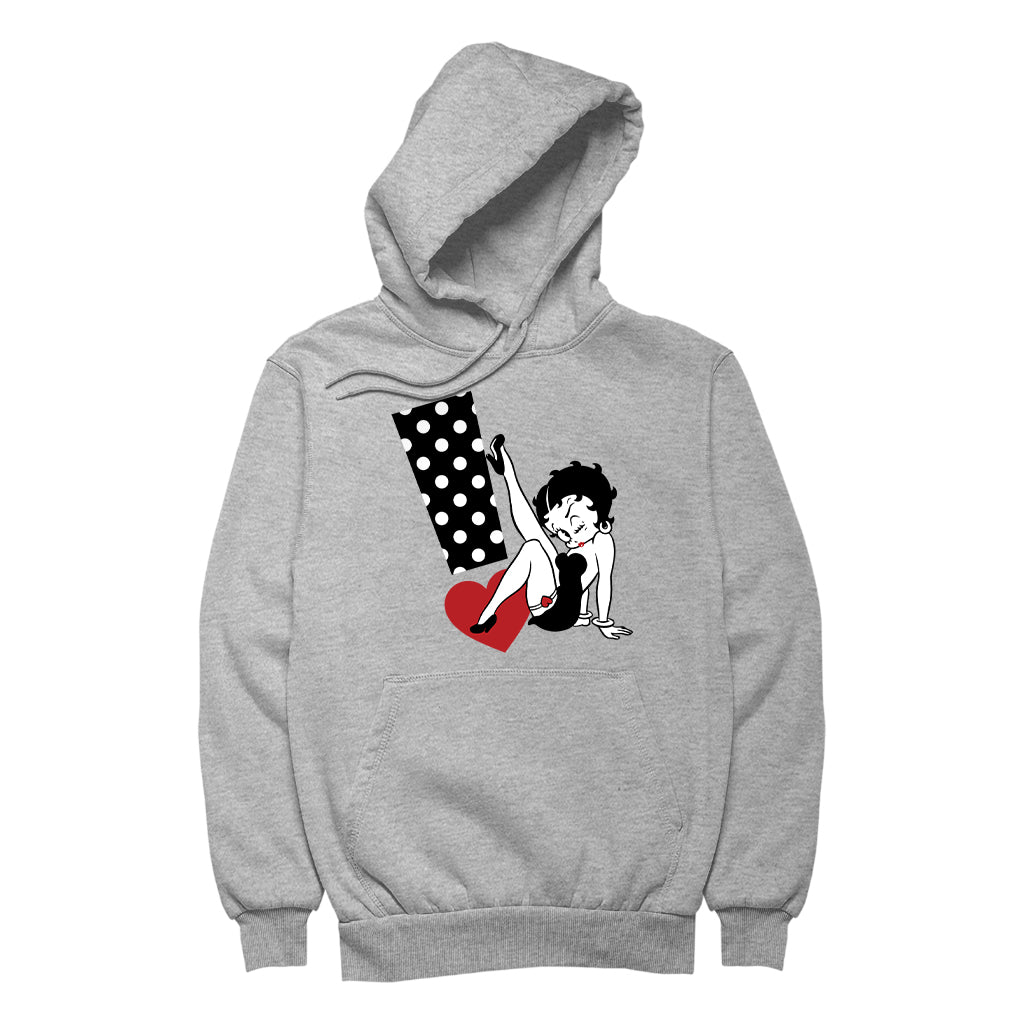Betty Boop Polka Dot Exclamation Heart Women's Hooded Sweatshirt