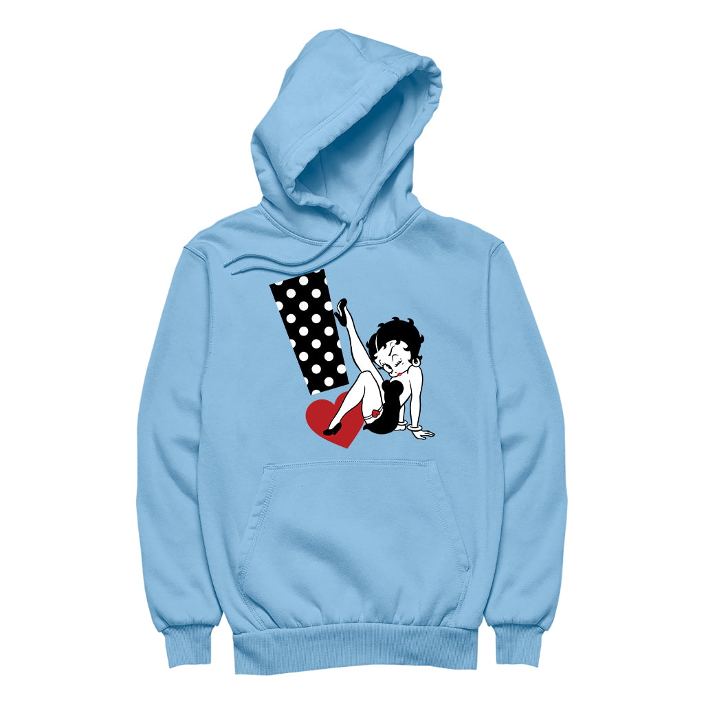 Betty Boop Polka Dot Exclamation Heart Women's Hooded Sweatshirt