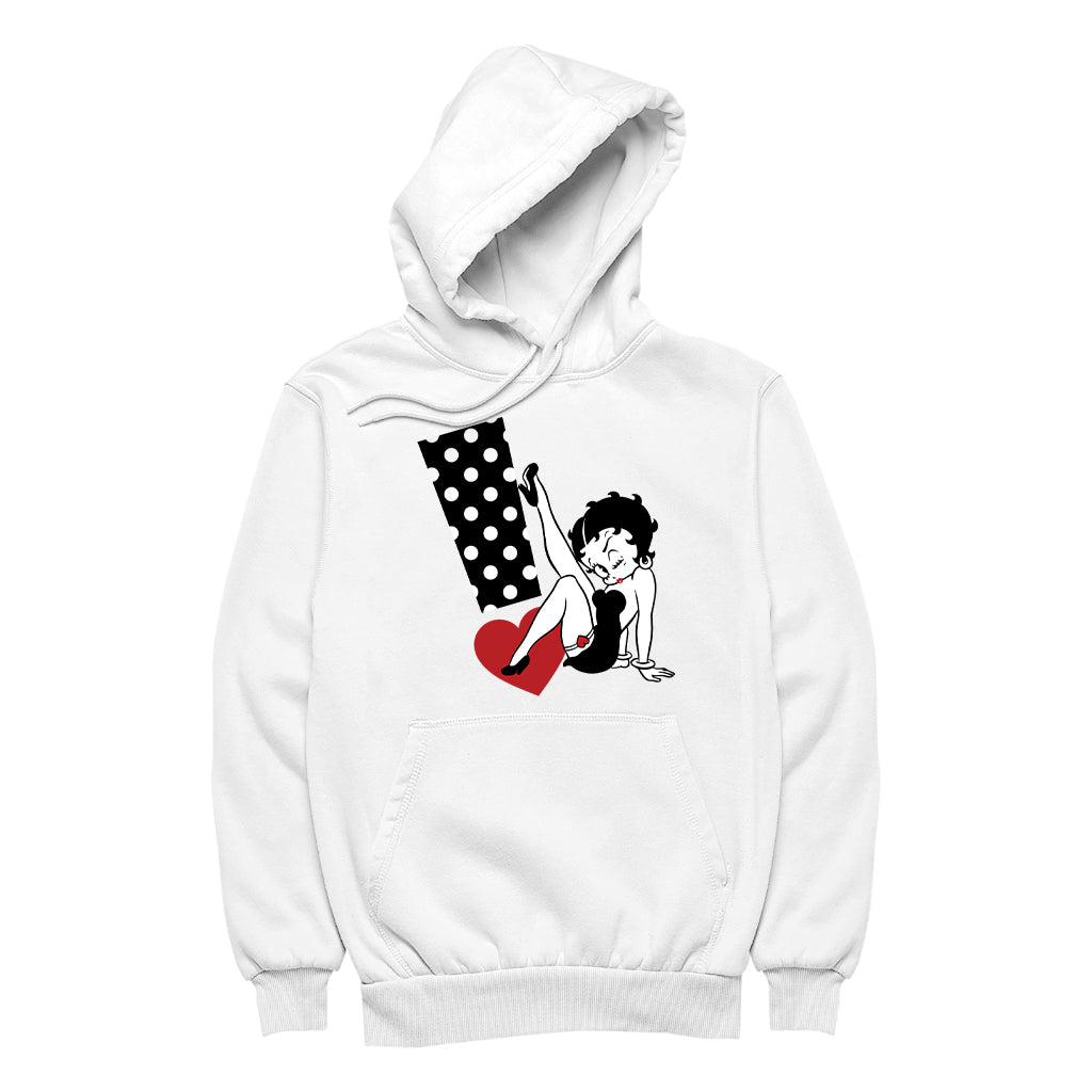 Betty Boop Polka Dot Exclamation Heart Women's Hooded Sweatshirt