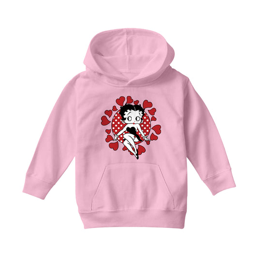 Betty Boop Polka Dot Heart Circle Kids Hooded Sweatshirt