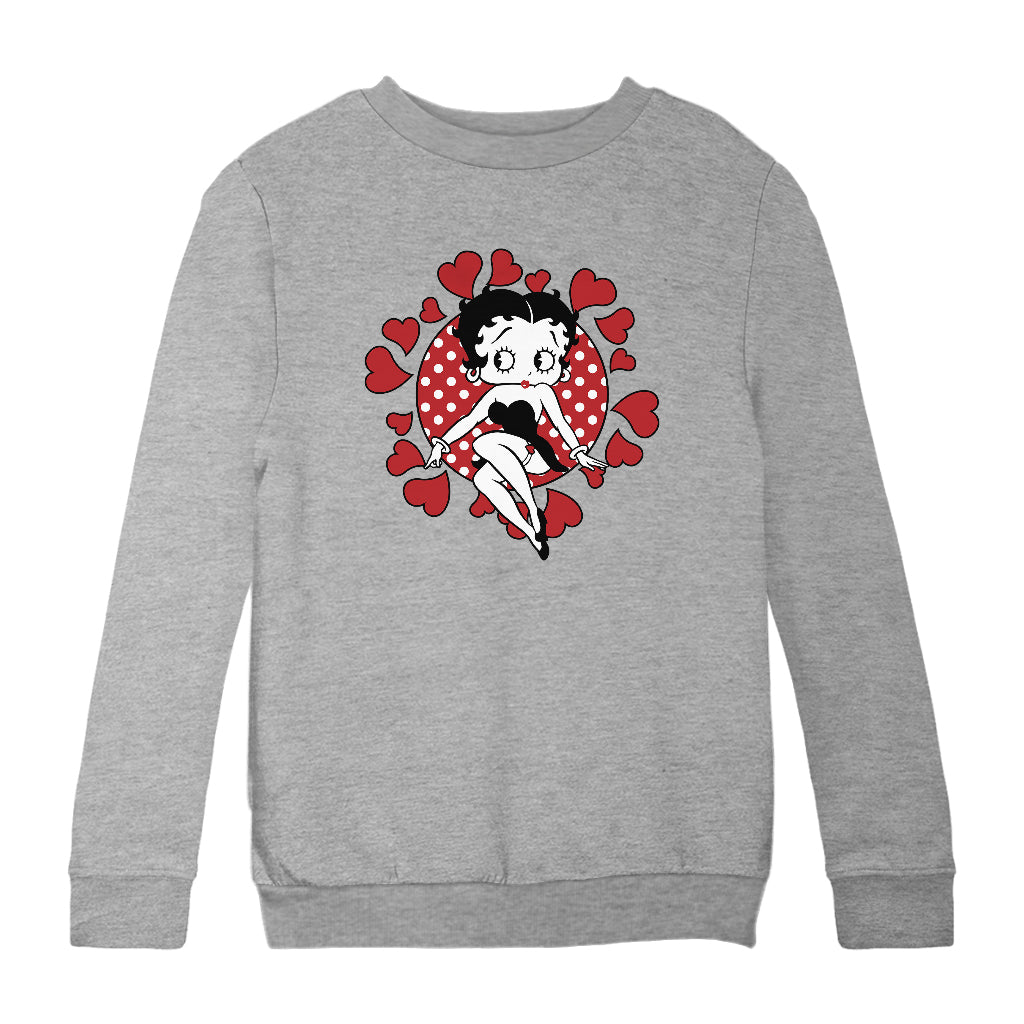 Betty Boop Polka Dot Heart Circle Kids Sweatshirt