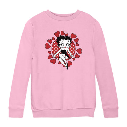 Betty Boop Polka Dot Heart Circle Kids Sweatshirt