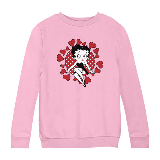 Betty Boop Polka Dot Heart Circle Kids Sweatshirt