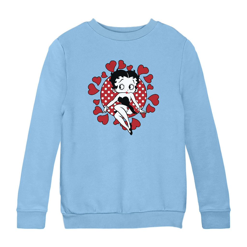 Betty Boop Polka Dot Heart Circle Kids Sweatshirt