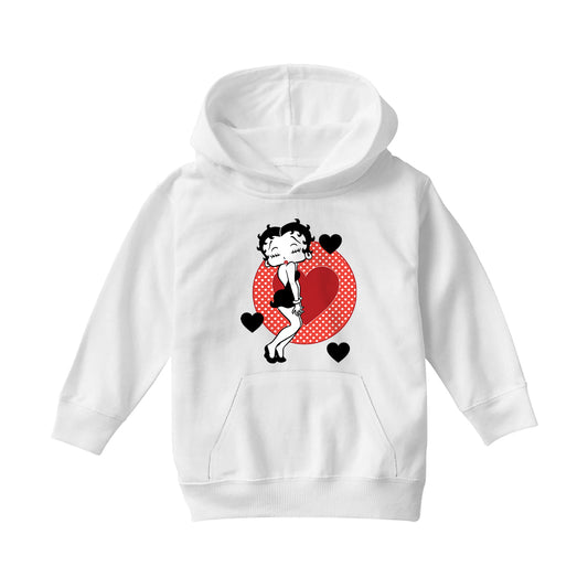 Betty Boop Love Hearts Kids Hooded Sweatshirt