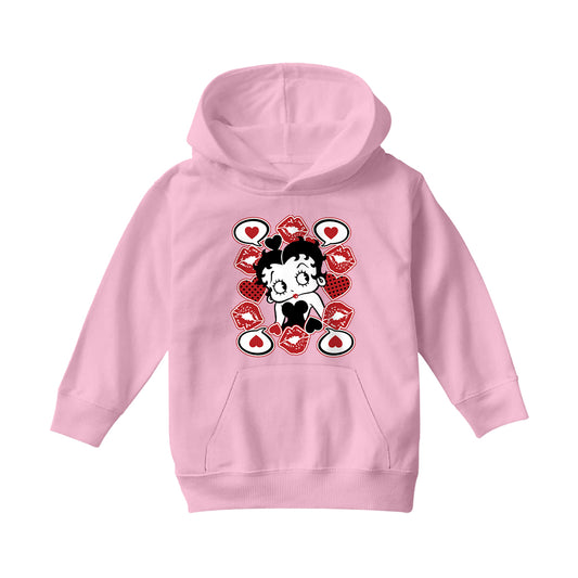 Betty Boop Lips & Hearts Kids Hooded Sweatshirt
