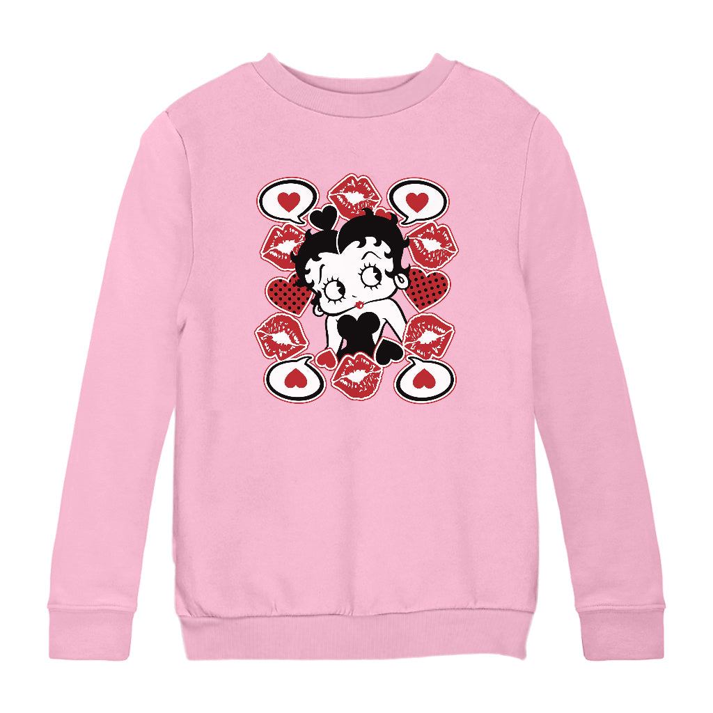 Betty Boop Lips & Hearts Kids Sweatshirt
