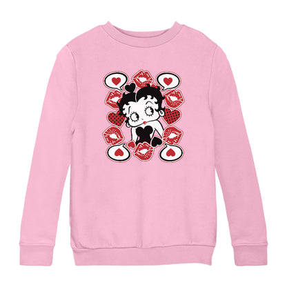 Betty Boop Lips & Hearts Kids Sweatshirt