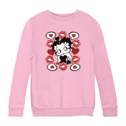 Betty Boop Lips & Hearts Kids Sweatshirt
