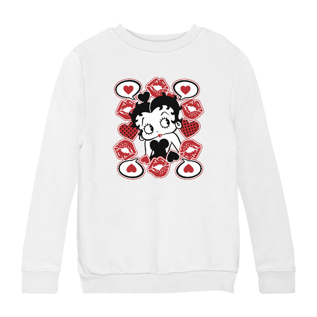 Betty Boop Lips & Hearts Kids Sweatshirt