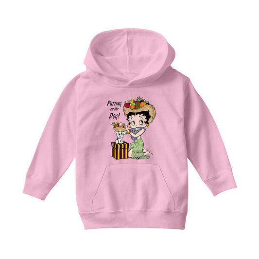 Betty Boop Putting On The Dog Pudgy Kids Hooded Sweatshirt