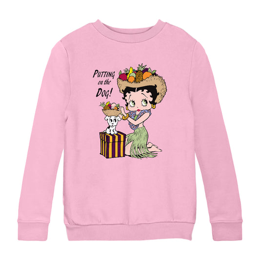 Betty Boop Putting On The Dog Pudgy Kids Sweatshirt
