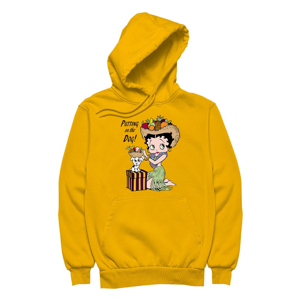 Betty Boop Putting On The Dog Pudgy Men's Hooded Sweatshirt