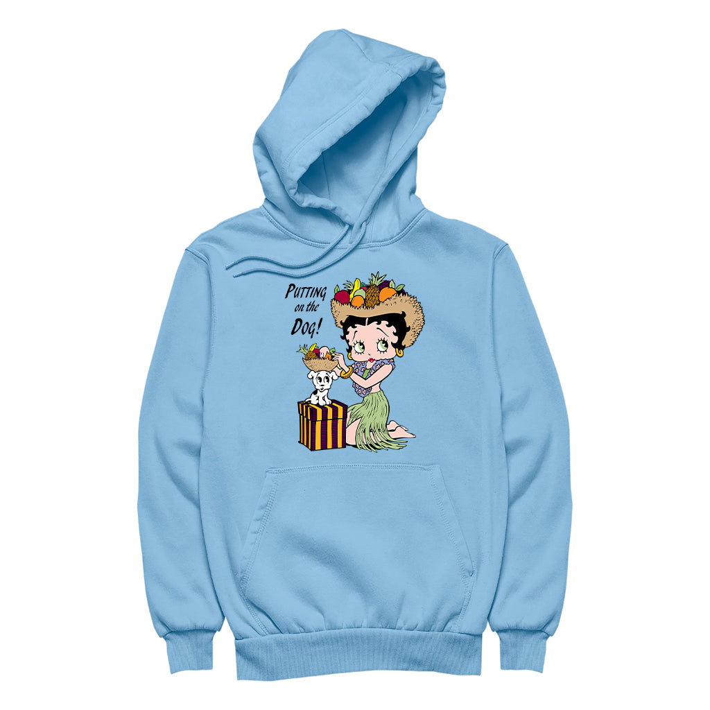 Betty Boop Putting On The Dog Pudgy Men's Hooded Sweatshirt
