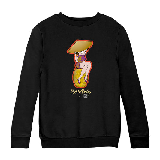 Betty Boop Betty on Gold Barrel Kids Sweatshirt