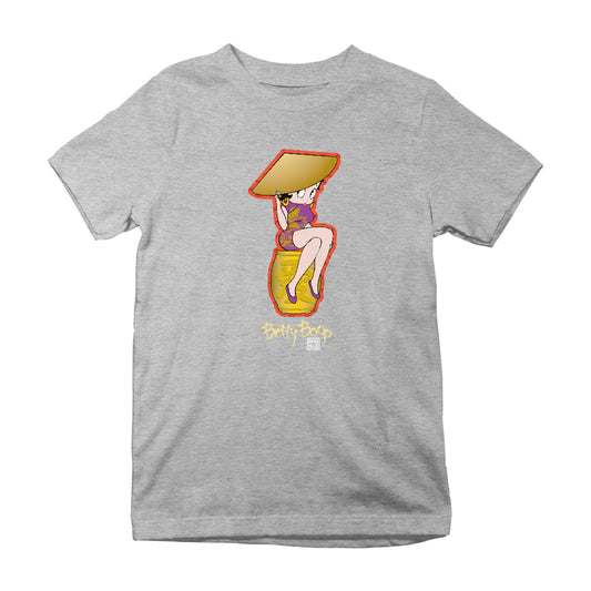 Betty Boop Betty on Gold Barrel Kids T-Shirt