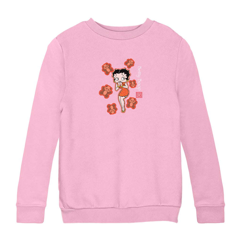 Betty Boop Red Chinese Dress with Pandas Kids Sweatshirt