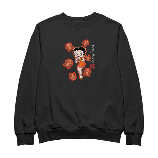 Betty Boop Red Chinese Dress with Pandas Men's Sweatshirt