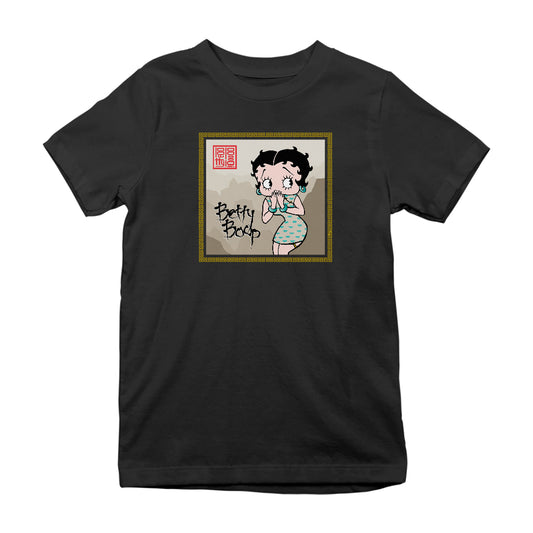 Betty Boop Jade bangles and Mountains Background Kids T-Shirt