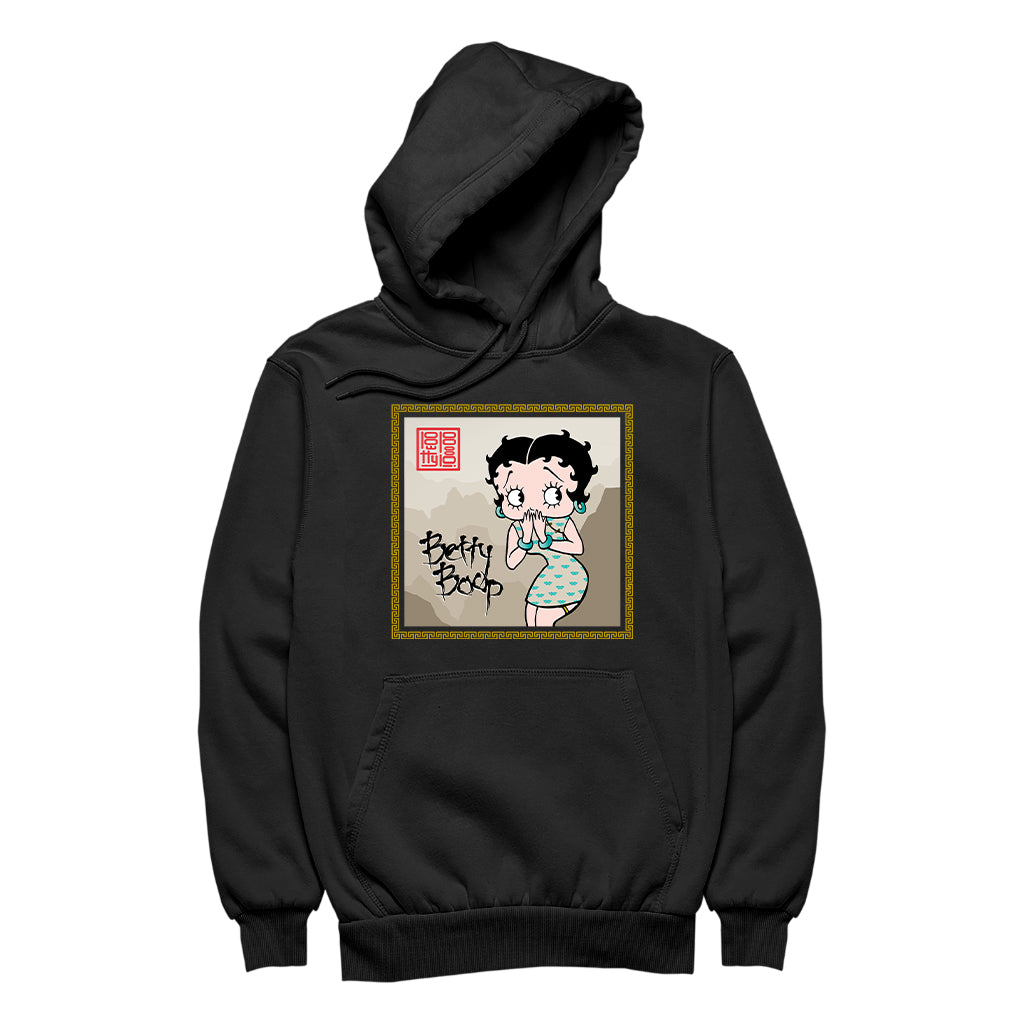 Betty Boop Jade bangles and Mountains Background Men's Hooded Sweatshirt