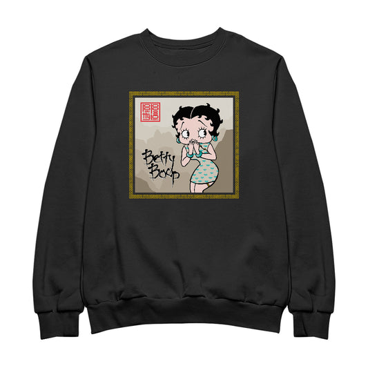 Betty Boop Jade bangles and Mountains Background Men's Sweatshirt