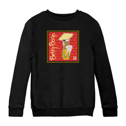 Betty Boop Red Lotus Flower on Barrel Kids Sweatshirt