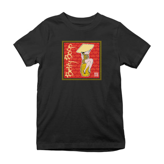 Betty Boop Red Lotus Flower on Barrel Kids T-Shirt