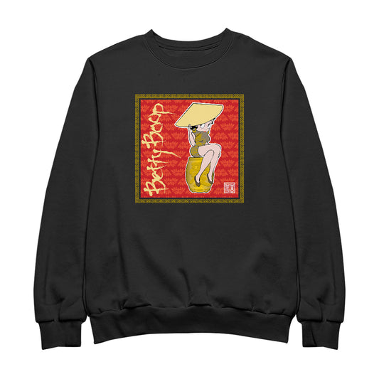 Betty Boop Red Lotus Flower on Barrel Men's Sweatshirt