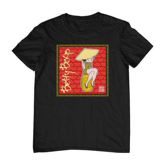 Betty Boop Red Lotus Flower on Barrel Men's T-Shirt