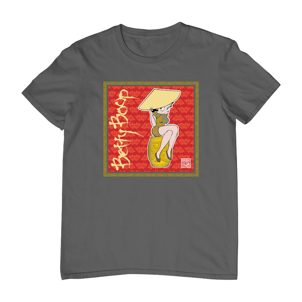 Betty Boop Red Lotus Flower on Barrel Men's T-Shirt