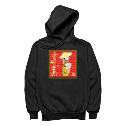 Betty Boop Red Lotus Flower on Barrel Women's Hooded Sweatshirt