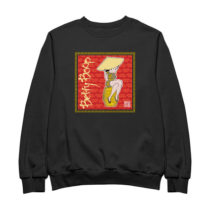 Betty Boop Red Lotus Flower on Barrel Women's Sweatshirt