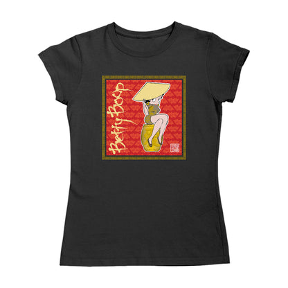 Betty Boop Red Lotus Flower on Barrel Women's T-Shirt
