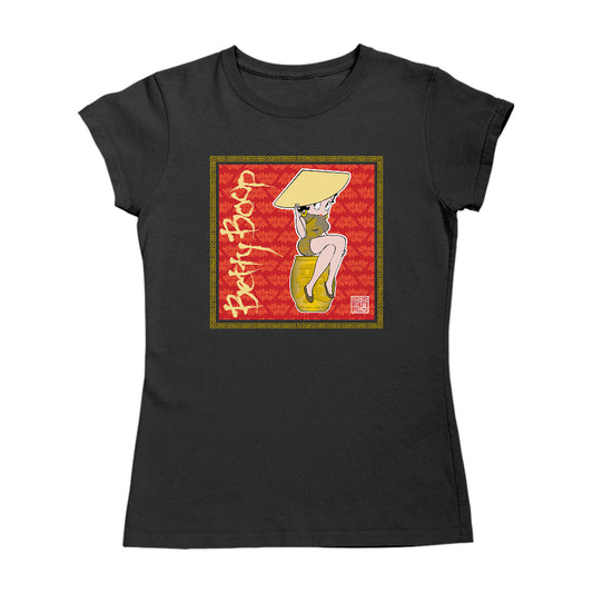 Betty Boop Red Lotus Flower on Barrel Women's T-Shirt