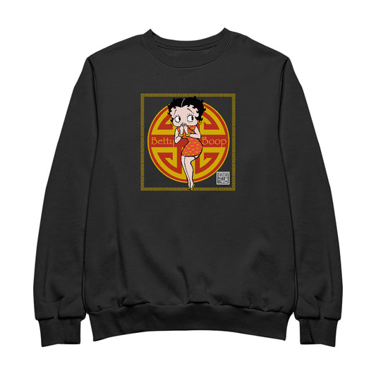 Betty Boop Betty with Chinese Longevity Symbol Men's Sweatshirt