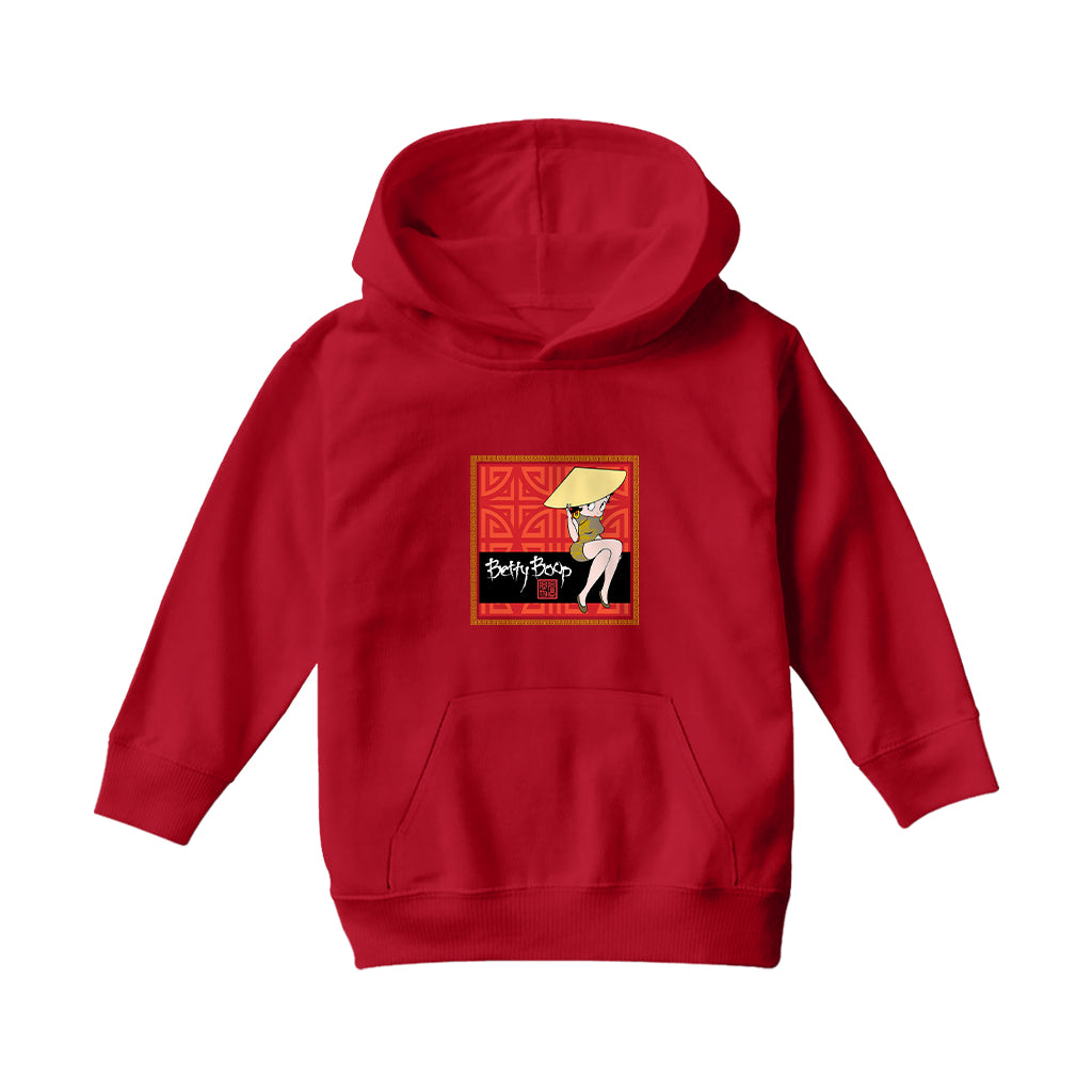 Betty Boop Longevity Symbol Pattern Kids Hooded Sweatshirt