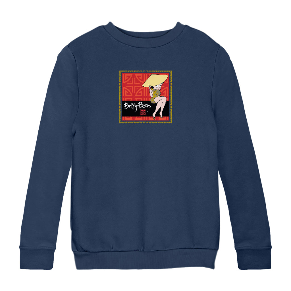 Betty Boop Longevity Symbol Pattern Kids Sweatshirt