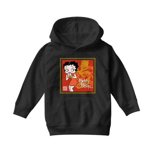 Betty Boop Dragon Background Kids Hooded Sweatshirt