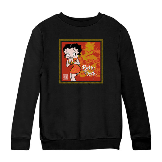 Betty Boop Dragon Background Kids Sweatshirt