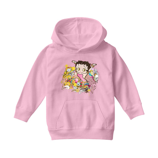 Betty Boop Multicoloured Curly Splash Kids Hooded Sweatshirt