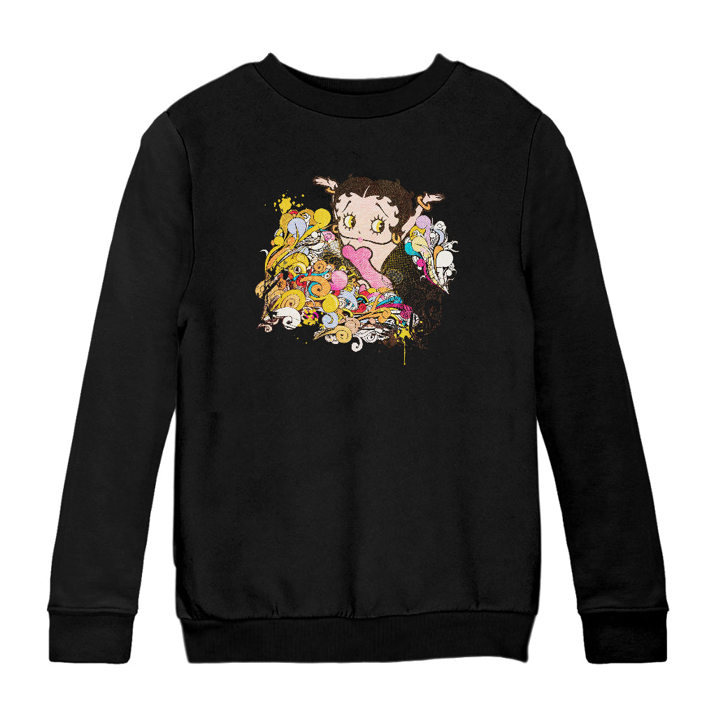 Betty Boop Multicoloured Curly Splash Kids Sweatshirt