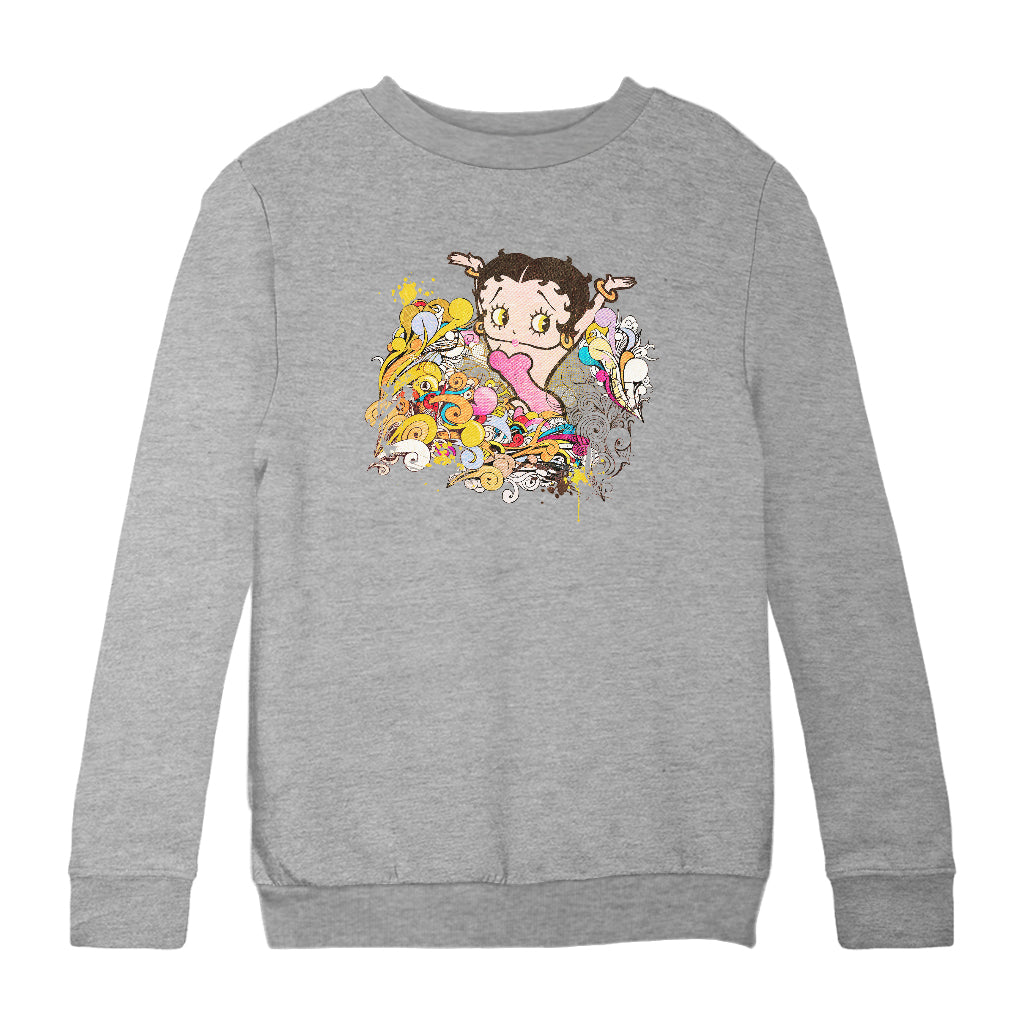 Betty Boop Multicoloured Curly Splash Kids Sweatshirt