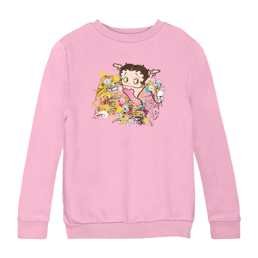 Betty Boop Multicoloured Curly Splash Kids Sweatshirt