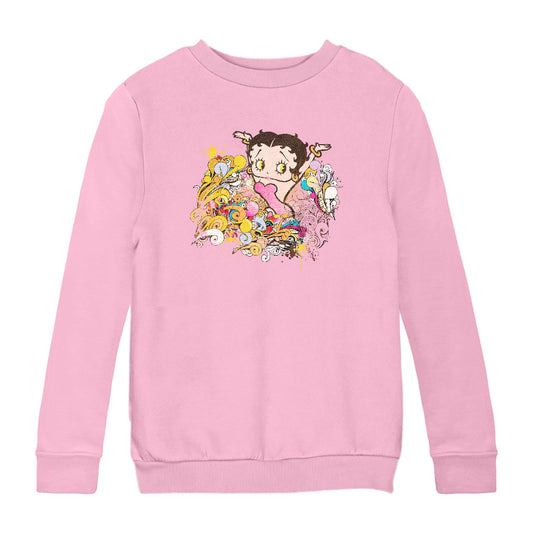 Betty Boop Multicoloured Curly Splash Kids Sweatshirt