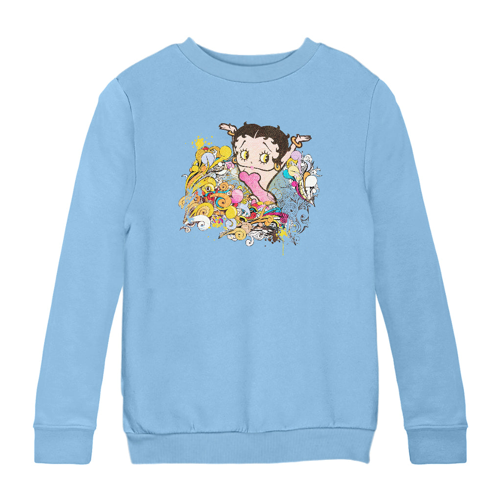 Betty Boop Multicoloured Curly Splash Kids Sweatshirt