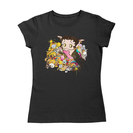 Betty Boop Multicoloured Curly Splash Women's T-Shirt