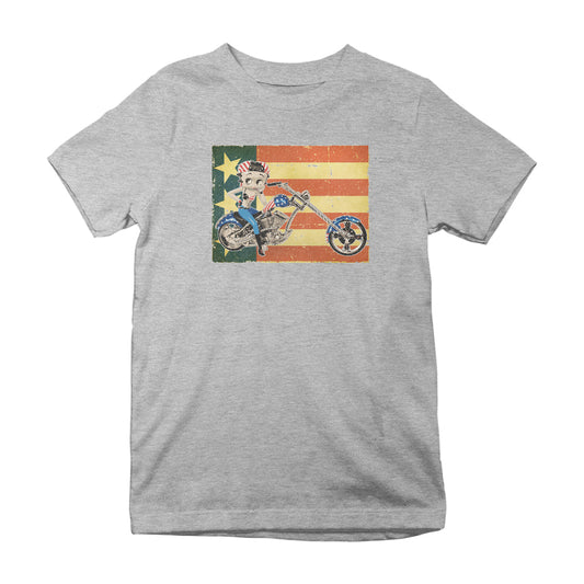 Betty Boop Motorcycle Stars and Stripes Kids T-Shirt